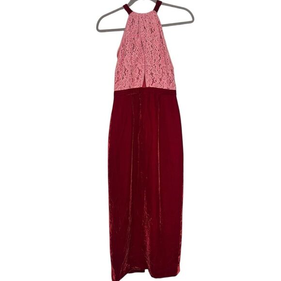 Saloni Wallis Velvet Dress Size Pink Red Size 2 - Picture 1 of 12